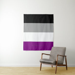 SlipperyJoe's aseksuele trots vlag met de nadruk o Wandkleed
