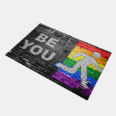SlipperyJoe's Be You bakstenen muur stickfigure re Deurmat (Schuin)