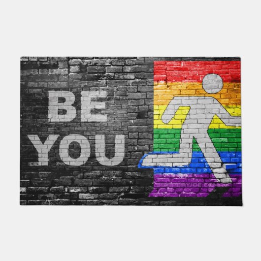SlipperyJoe's Be You bakstenen muur stickfigure re Deurmat (Voorkant)
