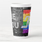 SlipperyJoe's Be You brick wall stick figure rainb Latte Mok (Voorkant)