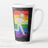 SlipperyJoe's Be You brick wall stick figure rainb Latte Mok (Rechts)