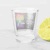 SlipperyJoe's Be You brick wall stick figure rainb Shot Glas (Achterkant)