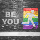 SlipperyJoe's Be You brick wall stick figure rainb Sticker (Voorkant)