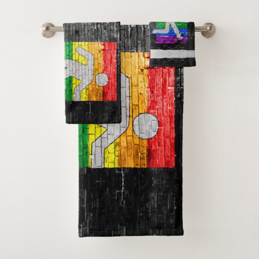 SlipperyJoe's Be You zwart bakstenen wandfiguur Bad Handdoek (Insitu)