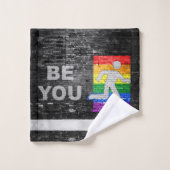 SlipperyJoe's Be You zwart bakstenen wandfiguur Bad Handdoek (Wasdoekje)