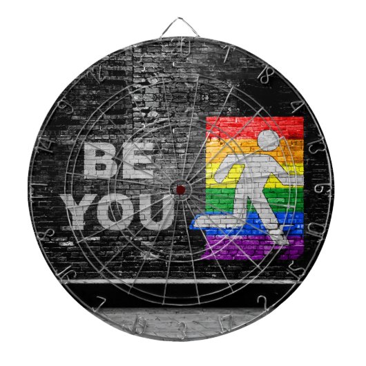 SlipperyJoe's Be You zwart bakstenen wandfiguur Dartbord (Voorkant)