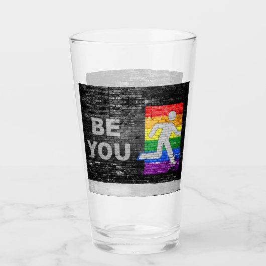 SlipperyJoe's Be You zwart bakstenen wandfiguur Glas (Voorkant)