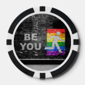 SlipperyJoe's Be You zwart bakstenen wandfiguur Poker Chips (Voorkant)