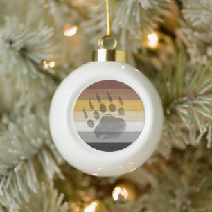 SlipperyJoe's Beer Pride flag houten vloer textuur Keramische Bal Ornament