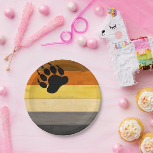 SlipperyJoe's Beer Pride flag houten vloer textuur Papieren Bordje (Feest)