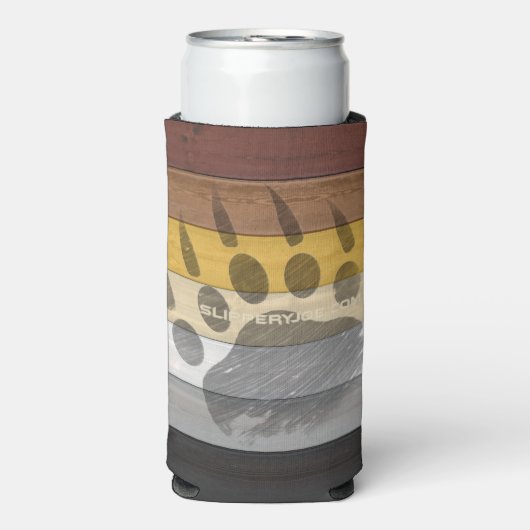 SlipperyJoe's Beer Pride flag houten vloer textuur Seltzer Blikjeskoeler (Seltzer Voorkant)