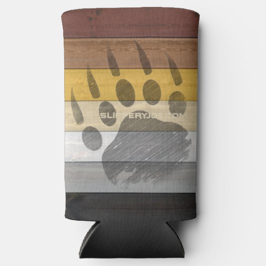 SlipperyJoe's Beer Pride flag houten vloer textuur Seltzer Blikjeskoeler (Voorkant)