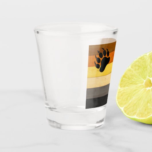 SlipperyJoe's Beer Pride flag houten vloer textuur Shot Glas (Links)