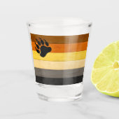 SlipperyJoe's Beer Pride flag houten vloer textuur Shot Glas (Voorkant)