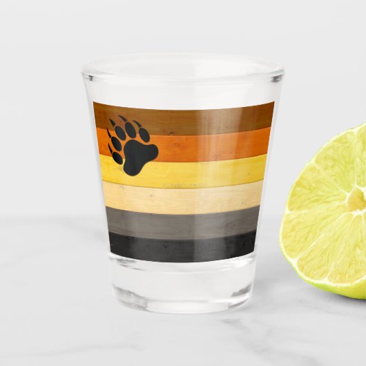SlipperyJoe's Beer Pride flag houten vloer textuur Shot Glas (Voorkant)
