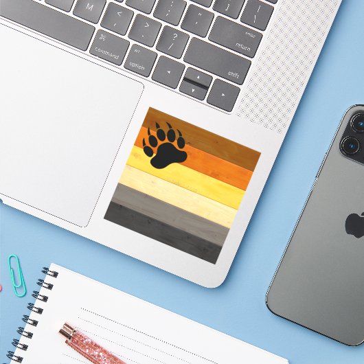 SlipperyJoe's Beer Pride flag houten vloer textuur Sticker (Laptop met iPhone)