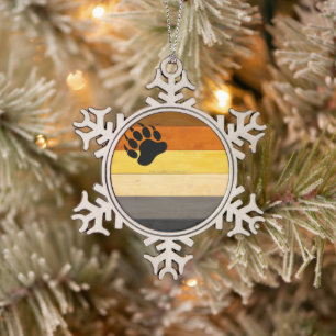 SlipperyJoe's Beer Pride vlag houten vloer textuur Tin Sneeuwvlok Ornament
