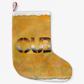 SlipperyJoe's beer zegt goudbruin-wit Kleine Kerstsok (Voorkant)