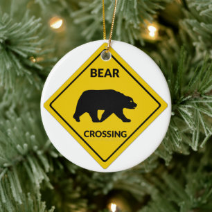 SlipperyJoe's berenkruising bord beren silhouet w Keramisch Ornament