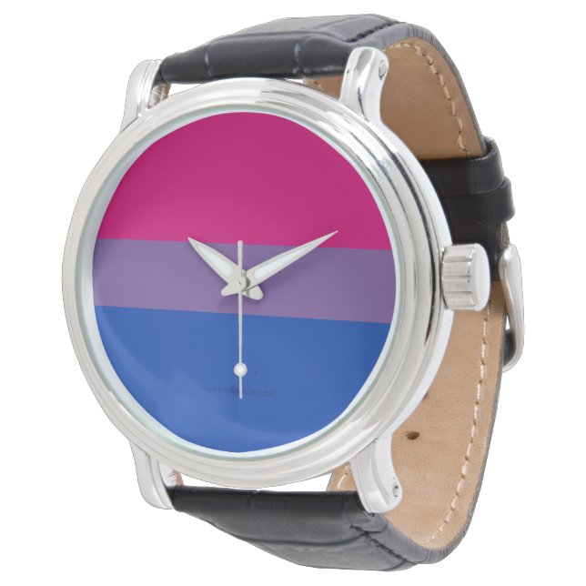 SlipperyJoe's Biseksuele Pride-vlag kleuren magent Horloge (Gekanteld)