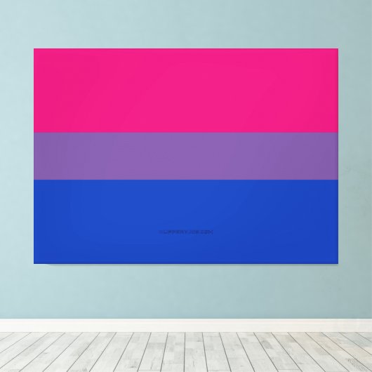 SlipperyJoe's Bisexual Pride Flag lavender-roze bl Canvas Afdruk (Insitu (Houten vloer))