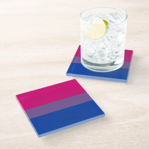 SlipperyJoe's Bisexual Pride Flag lavender-roze bl Glazen Onderzetter