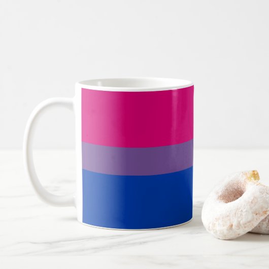 SlipperyJoe's Bisexual Pride Flag lavender-roze bl Koffiemok (Met donut)