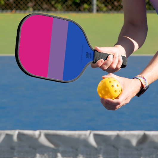 SlipperyJoe's Bisexual Pride Flag lavender-roze bl Pickleball Paddle (Insitu)
