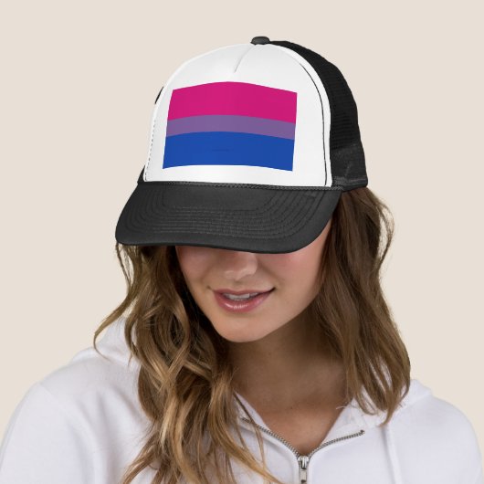 SlipperyJoe's Bisexual Pride Flag lavender-roze bl Trucker Pet (In situ)