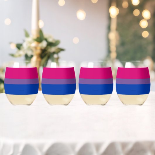 SlipperyJoe's Bisexual Pride Flag lavender-roze bl Wijnglas Zonder Voet (Insitu (Huwelijk))