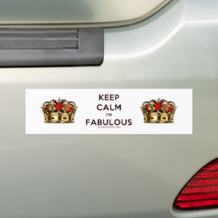 SlipperyJoe's blijf kalm fabulous gouden kroon roo Bumpersticker