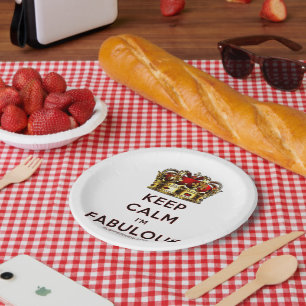 SlipperyJoe's blijf kalm fabulous gouden kroon roo Papieren Bordje