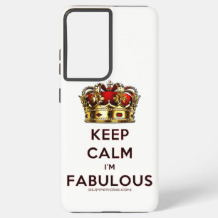 SlipperyJoe's blijf kalm fabulous gouden kroon roo Samsung Galaxy Hoesje