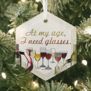 SlipperyJoe's Bril gefermenteerde druiven wijn gie Glas Ornament