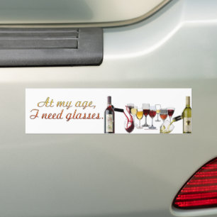 SlipperyJoe's Bril vergiste druiven wijn gietend Bumpersticker