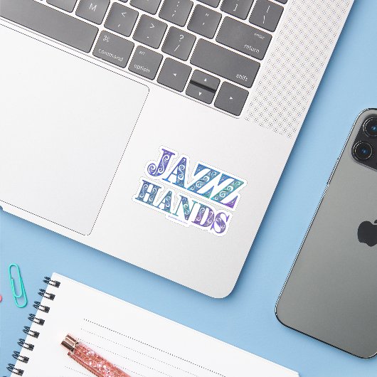 SlipperyJoe's Broadway-musical Jazz Hands queer ca Sticker (Laptop met iPhone)