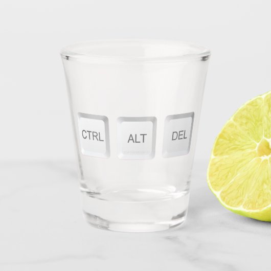 SlipperyJoe's CTRL ALT DEL computer toetsenbord kn Shot Glas (Voorkant)