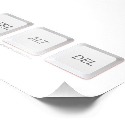 SlipperyJoe's CTRL ALT DEL knoppen drie witte com Foto Afdruk (Hoek)