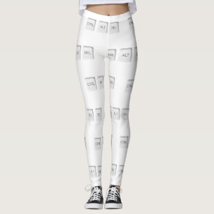SlipperyJoe's CTRL ALT DEL knoppen drie witte com Leggings
