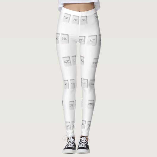 SlipperyJoe's CTRL ALT DEL knoppen drie witte com Leggings (Voorkant)