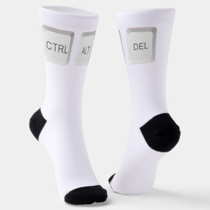 SlipperyJoe's CTRL ALT DEL knoppen drie witte com Sokken