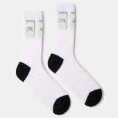 SlipperyJoe's CTRL ALT DEL knoppen drie witte com Sokken (Rechts)