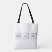 SlipperyJoe's CTRL ALT DEL knoppen drie witte com Tote Bag (Achterkant)