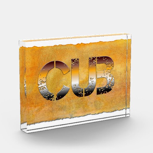 SlipperyJoe's cub beer woord sinaasappel-bruine ti Fotoblokken (Links)