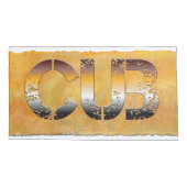 SlipperyJoe's cub beer woord sinaasappel-bruine ti Kussensloop (Achterkant)