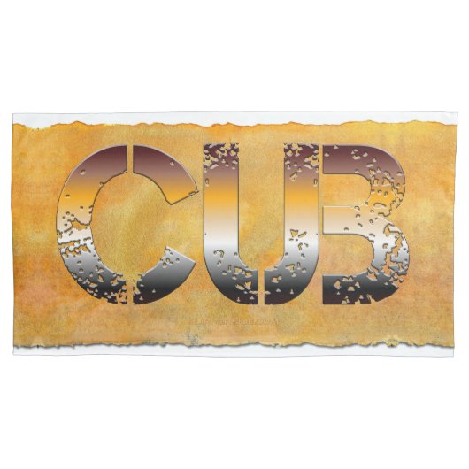 SlipperyJoe's cub beer woord sinaasappel-bruine ti Kussensloop (Voorkant)