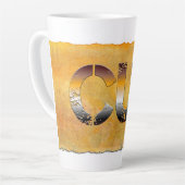 SlipperyJoe's cub beer woord sinaasappel-bruine ti Latte Mok (Linkerhoek)