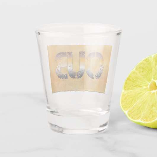 SlipperyJoe's cub beer woord sinaasappel-bruine ti Shot Glas (Achterkant)