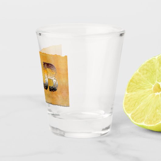 SlipperyJoe's cub beer woord sinaasappel-bruine ti Shot Glas (Rechts)