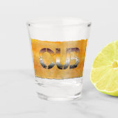 SlipperyJoe's cub beer woord sinaasappel-bruine ti Shot Glas (Voorkant)